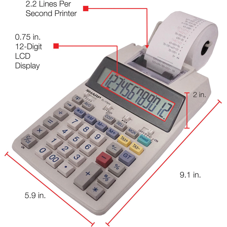 Sharp Calculators EL-1750V Printing Calculator - Alternate-Image2