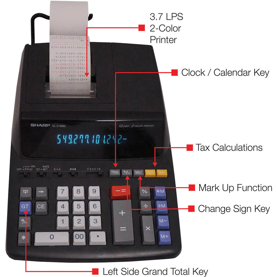 Sharp Calculators EL-2196BL 12-Digit Printing Calculator - Alternate-Image2