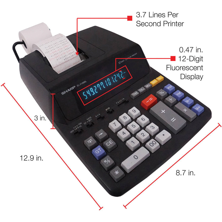 Sharp Calculators EL-2196BL 12-Digit Printing Calculator - Alternate-Image3