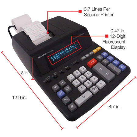 Sharp Calculators EL-2196BL 12-Digit Printing Calculator - Alternate-Image3