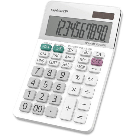 Sharp Calculators EL-330WB 10-Digit Professional Desktop Calculator - Left