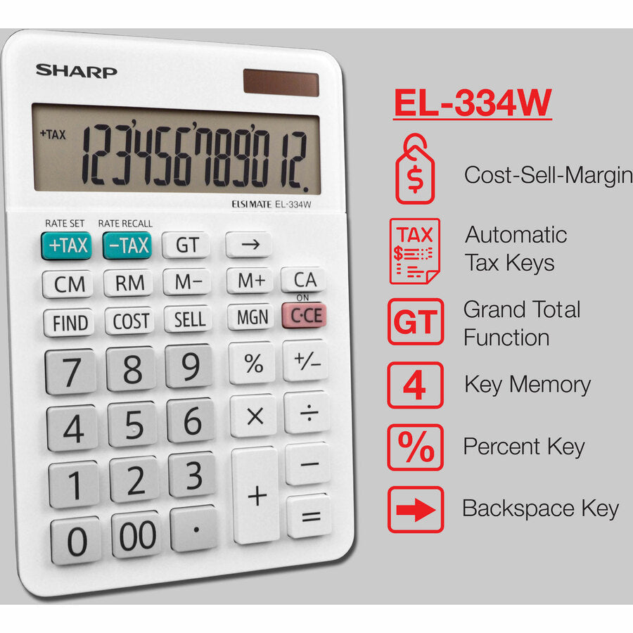 Sharp Calculators EL-334WB 12-Digit Professional Large Desktop Calculator - Alternate-Image5