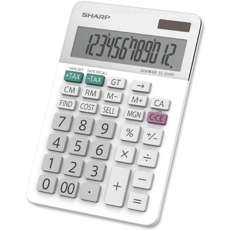Sharp Calculators EL-334WB 12-Digit Professional Large Desktop Calculator - Left