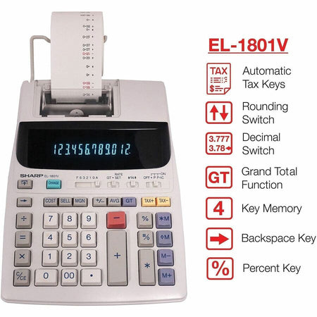Sharp Calculators Sharp EL1801V Serial Printer Calculator - Alternate-Image8