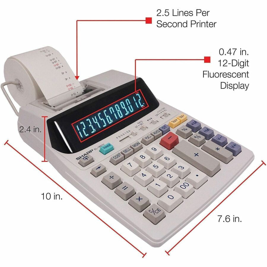 Sharp Calculators Sharp EL1801V Serial Printer Calculator - Alternate-Image9