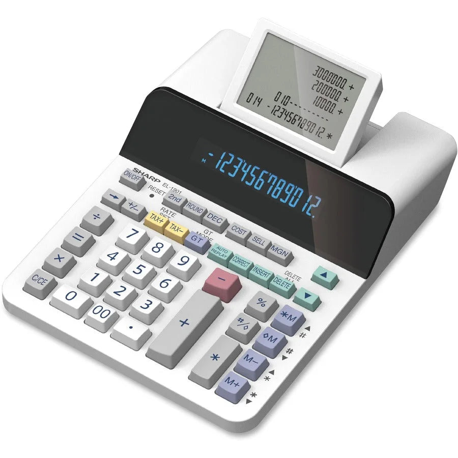 Sharp EL-1901 Paperless Printing Calculator - Efficient 12-Digit LCD Display - Calculators