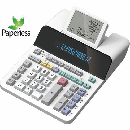 Sharp EL-1901 Paperless Printing Calculator - Efficient 12-Digit LCD Display - Calculators