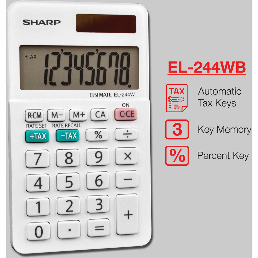 Sharp EL-244WB Professional Pocket Calculator - 8-Digit LCD Display - Calculators