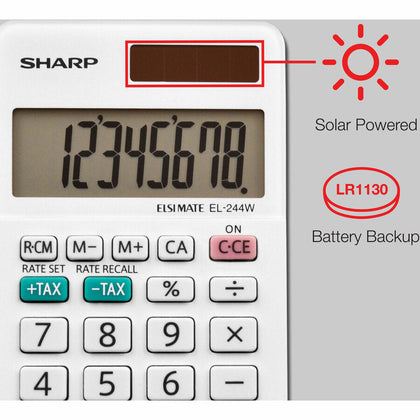 Sharp EL-244WB Professional Pocket Calculator - 8-Digit LCD Display - Calculators