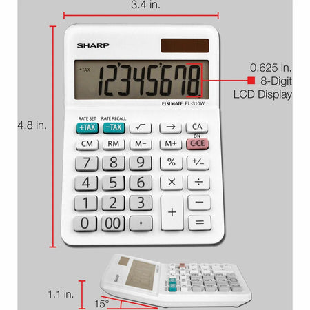 Sharp EL-310WB Professional Mini-Desktop Calculator - 8-Digit LCD Display - Calculators