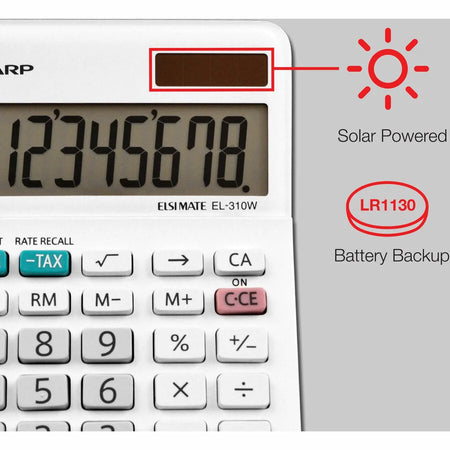 Sharp EL-310WB Professional Mini-Desktop Calculator - 8-Digit LCD Display - Calculators
