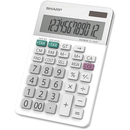 Sharp EL-334WB Professional Desktop Calculator - 12-Digit LCD 4-Key Memory - Calculators