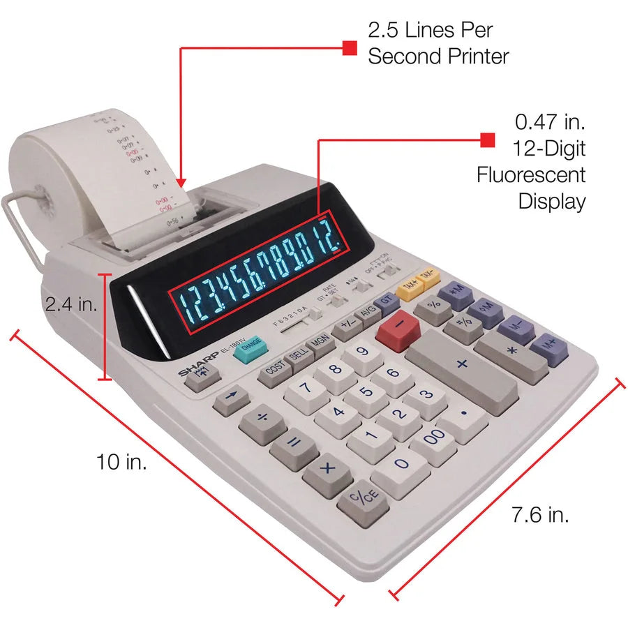 Sharp EL1801V Serial Printer Calculator - Efficient 12-Digit Item Counting - Calculators