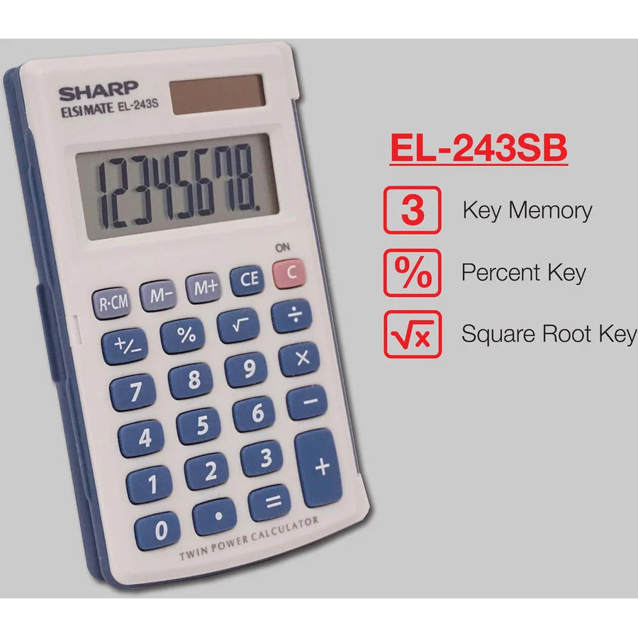 Sharp Handheld Calculator: 3-Key Memory Sign Change Auto Power Off - Calculators