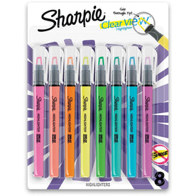 Sharpie Clear View Highlighter - Fine Chisel Marker Point - 8-Pack Assorted Fluorescent Colors - Highlighters