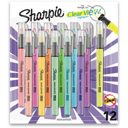 Sharpie Clear View Highlighter: Fine Chisel Marker Point - Assorted Ink - 12 Pack - Highlighters