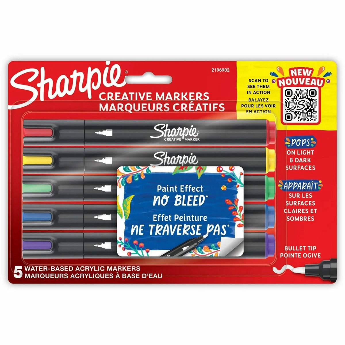 Sharpie Creative Acrylic Markers - Bullet Tip - Assorted Ink - 5 Pack - & Dry-Erase