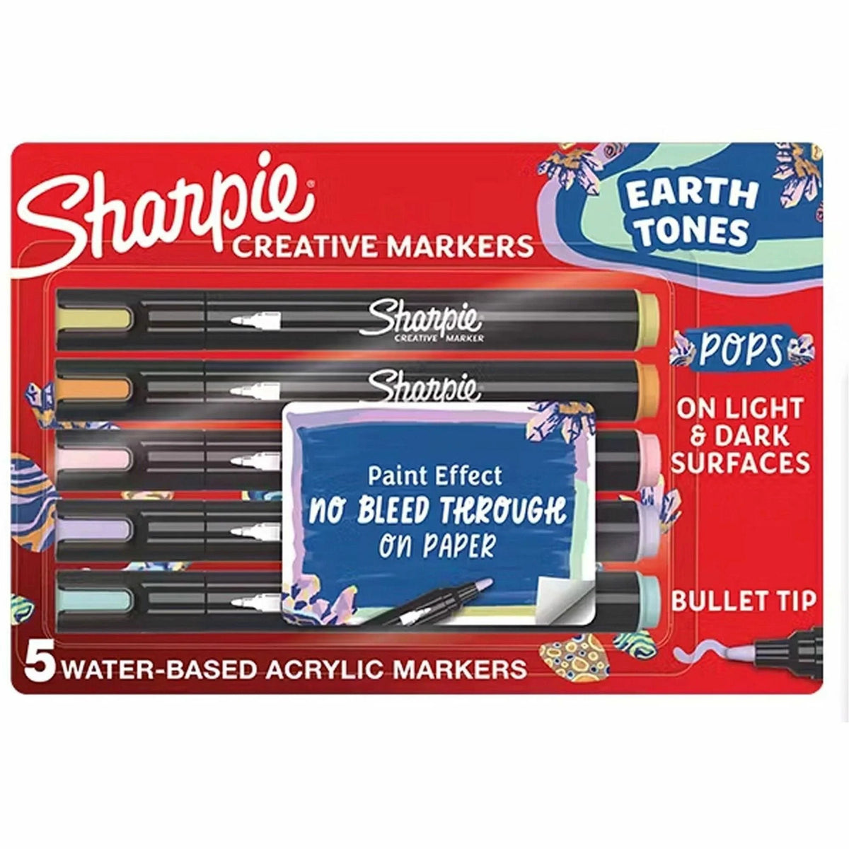 Sharpie Creative Markers - Assorted Ink - Acrylic & Water Based - 5 Pack - Dry-Erase