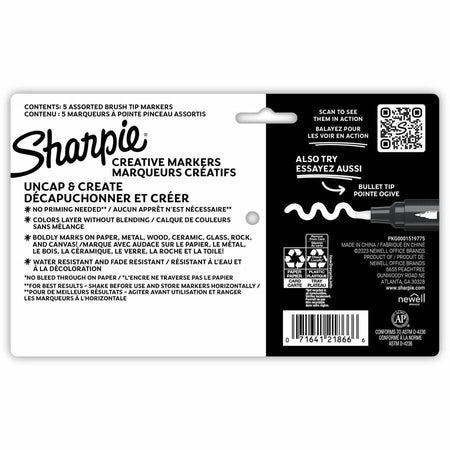 Sharpie Creative Markers, Water-Based Acrylic Markers, Brush Tip - Rear