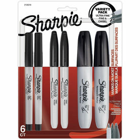 Sharpie Fine Chisel Permanent Marker - Black Ink 6-Pack - Markers & Dry-Erase