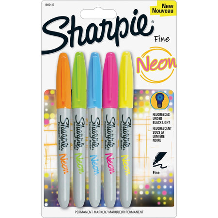 Sharpie Fine Neon Permanent Markers - 5 Vibrant Colors - & Dry-Erase
