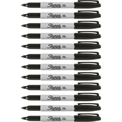 Sharpie Fine Point Black Permanent Markers - Alcohol-Based Ink - 1 Dozen - & Dry-Erase