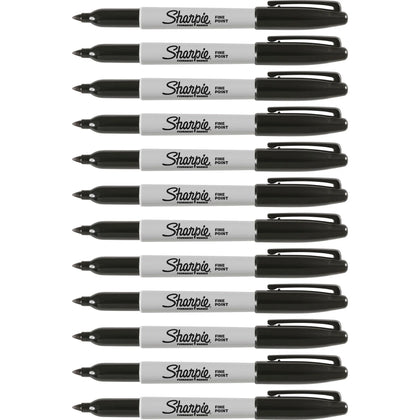 Sharpie Fine Point Black Permanent Markers - Alcohol-Based Ink - 1 Dozen - & Dry-Erase