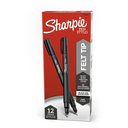 Sharpie Fine Point Pen: Black Ink 1 Dozen - Smooth Writing - Pens