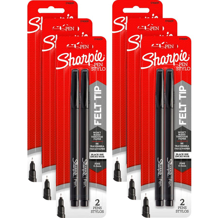 Sharpie Fine Point Pen: Black Ink 2/Pack 6/Box - Pens