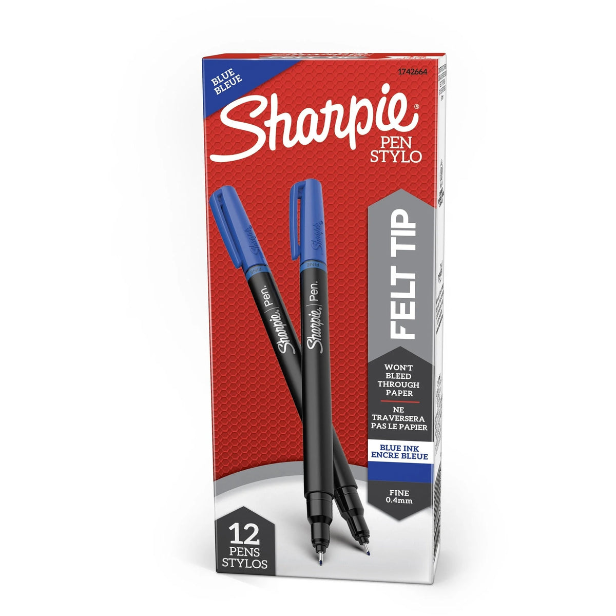 Sharpie Fine Point Pen - Blue Ink Silver Barrel - 1 Dozen - Pens