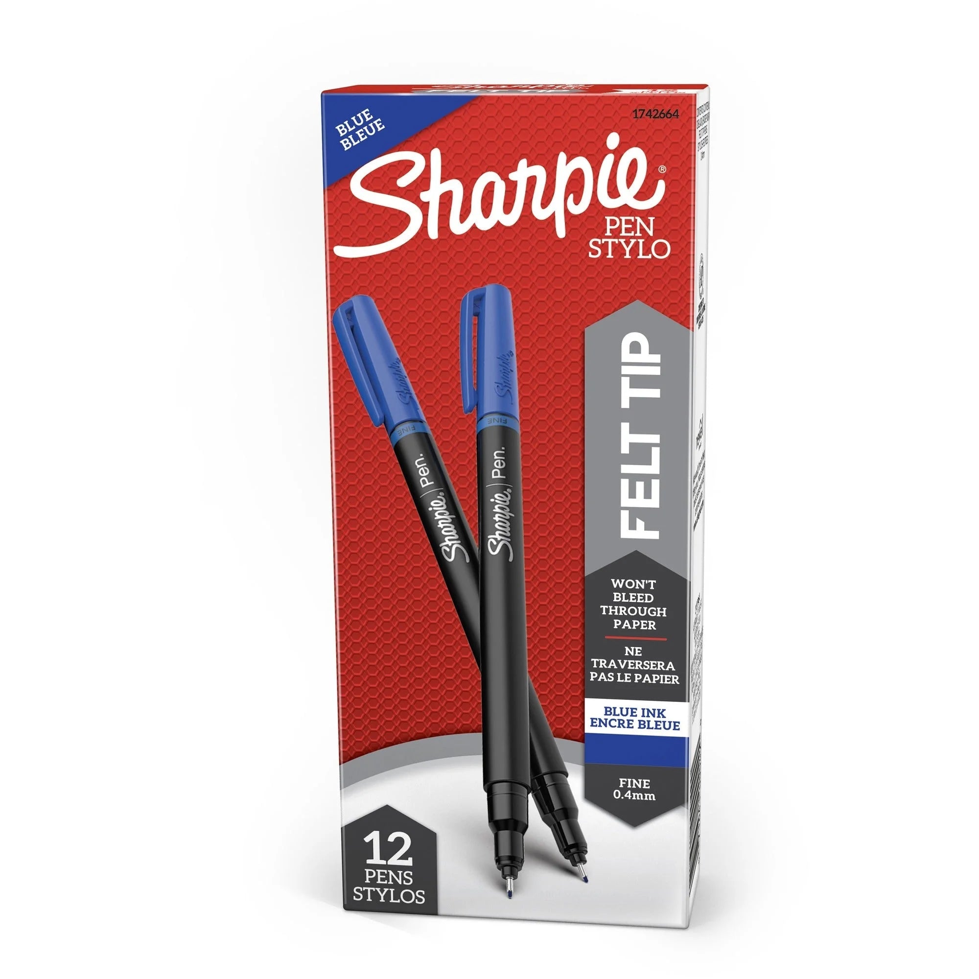 Sharpie Fine Point Pen - Blue Ink Silver Barrel - 1 Dozen - Pens