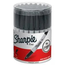 Sharpie Fine Point Permanent Marker - Black Ink - Gray Barrel - 36 Pack - Art Markers