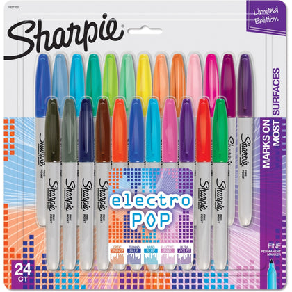 Sharpie Fine Point Permanent Marker - Multi Ink - Plastic Barrel - 24 Pack - Markers & Dry-Erase