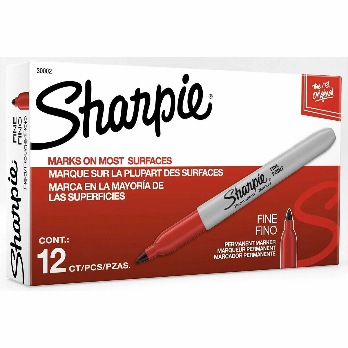 Sharpie Fine Point Red Permanent Markers - 1mm - Pack of 12 - & Dry-Erase