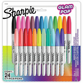 Sharpie Glam Pop Fine Point Permanent Markers - 24 Assorted Ink Pack - & Dry-Erase