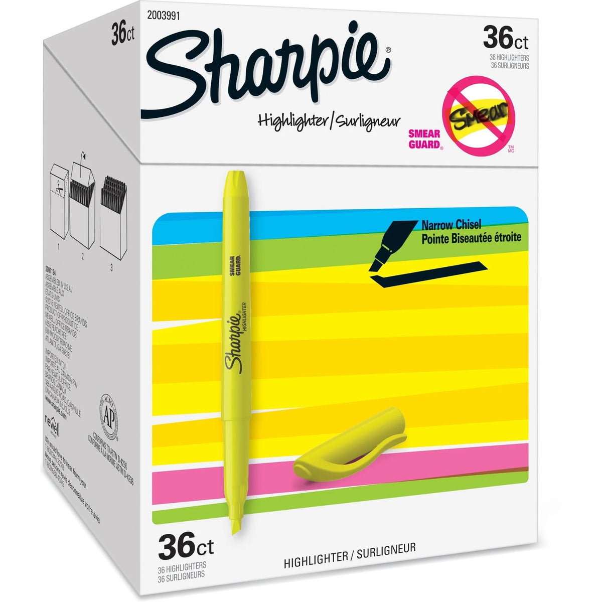 Sharpie Highlighter: Chisel Marker Point Fluorescent Yellow Ink - 36/Box - Highlighters