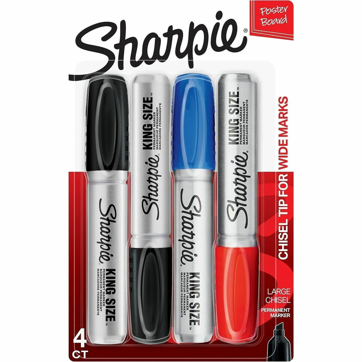Sharpie King Size Markers - Assorted Ink - 4 Pack - & Dry-Erase