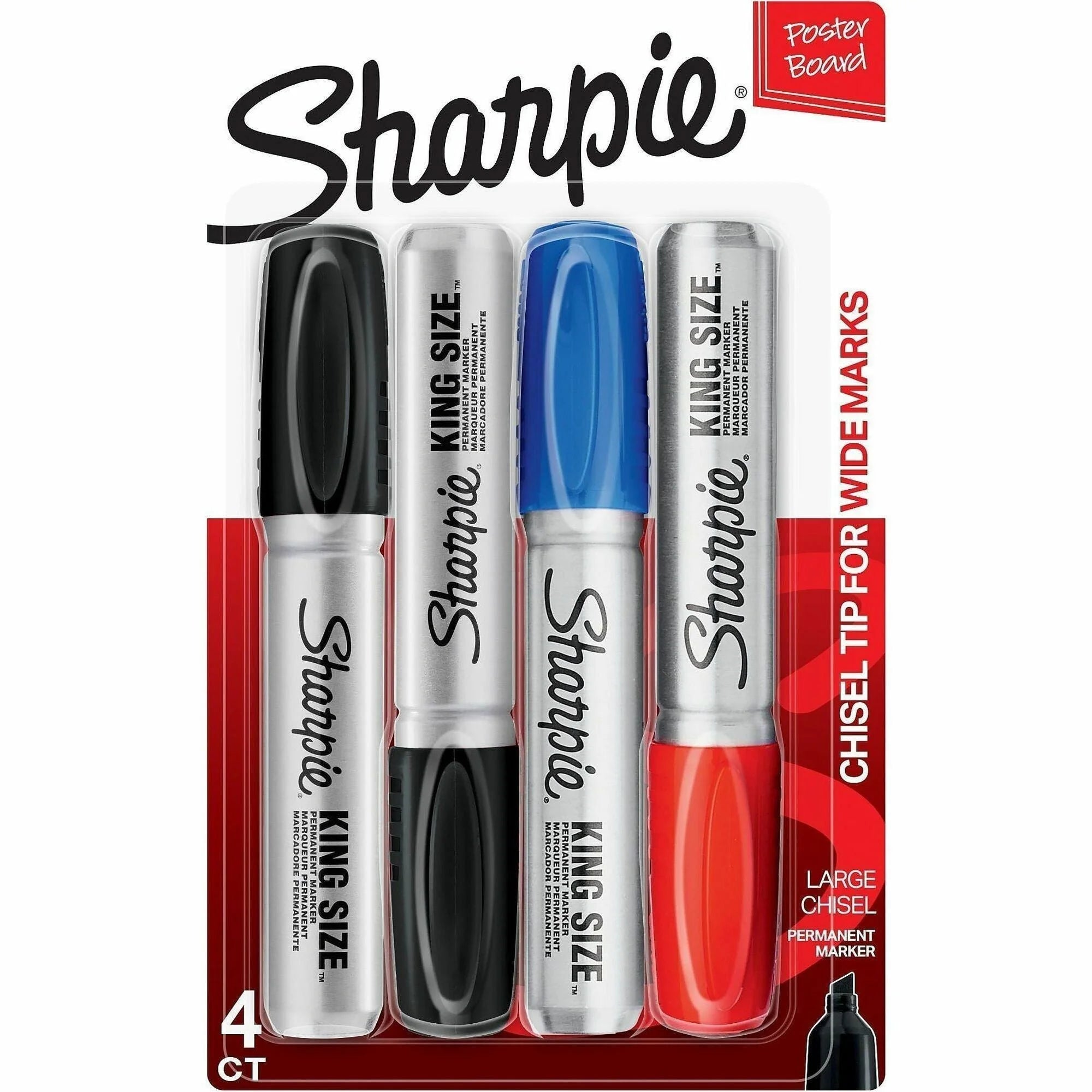 Sharpie King Size Markers - Assorted Ink - 4 Pack - & Dry-Erase