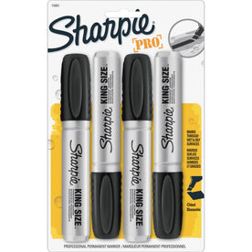 Sharpie King-Size Permanent Markers - Bold Chisel Tip - Black Ink - 4 Pack - & Dry-Erase