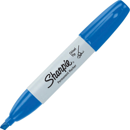 Sharpie Large Barrel Blue Permanent Markers - Wide Chisel Point - Alcohol Based - 1 Dozen - & Dry-Erase