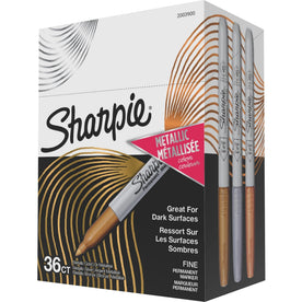 Sharpie Metallic Markers - Fine Point - Assorted Ink - 36/Box - & Dry-Erase