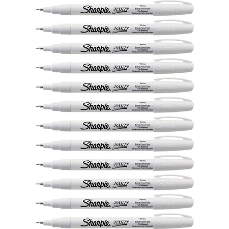 Sharpie Oil-Based Paint Markers - Extra Fine Point - White Ink - 12 Pack - & Dry-Erase