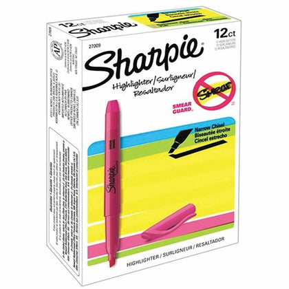 Sharpie Pocket Highlighter - Fluorescent Pink Ink - 12/Box - Highlighters