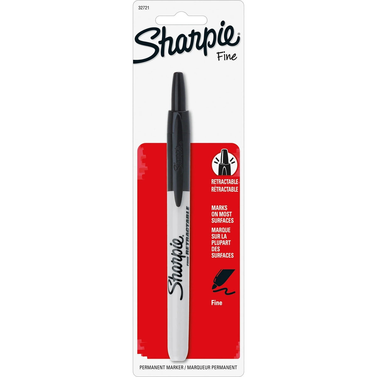 Sharpie Precision Fine Point Retractable Permanent Marker Black Ink 6/Box - Markers & Dry-Erase