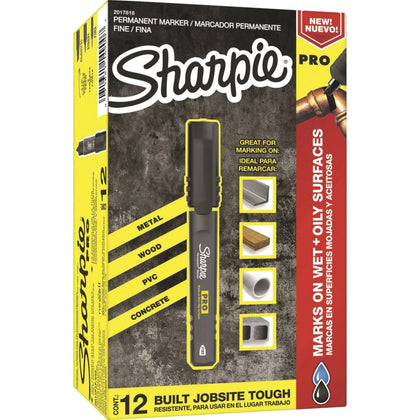 Sharpie PRO Fine Tip Markers - 0.7mm Point Black Ink - 12/Dozen - & Dry-Erase