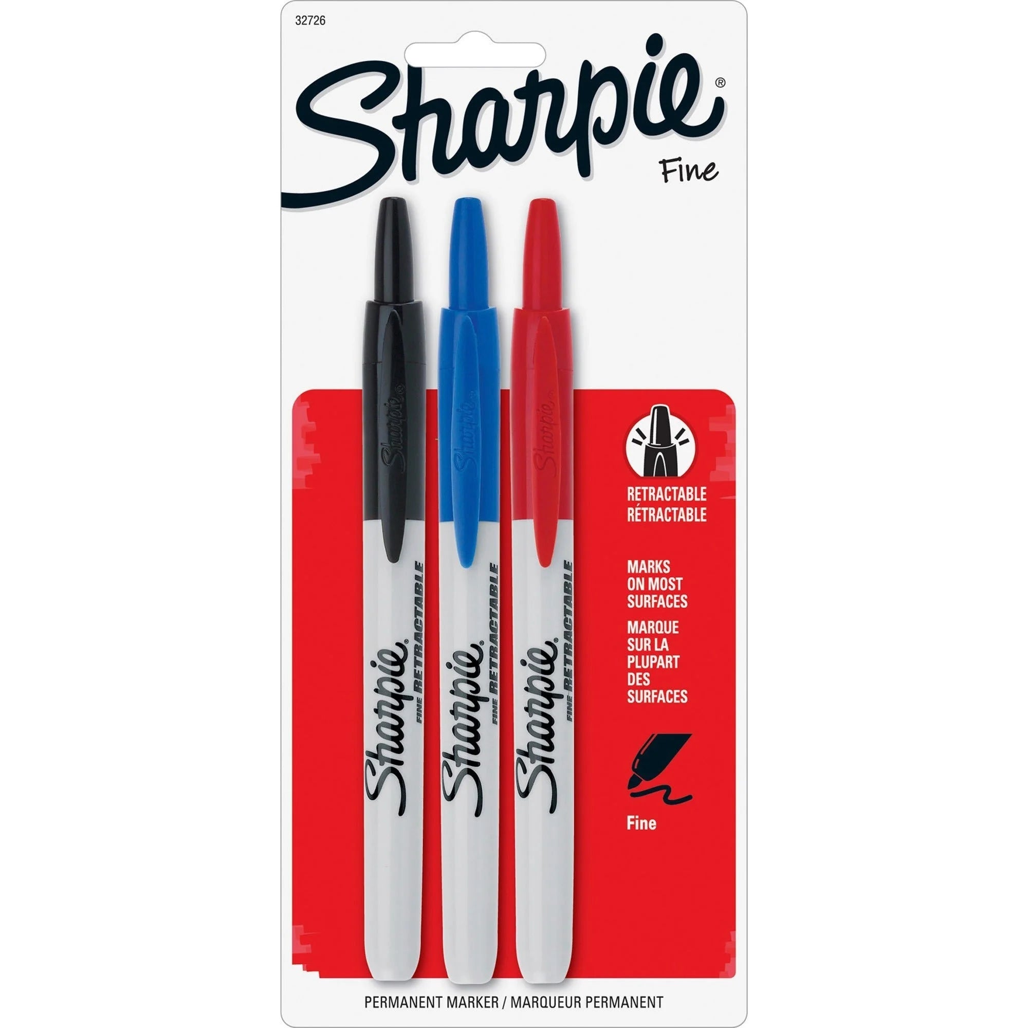 Sharpie Retractable Fine Point Markers - Assorted Ink - 3/Set - & Dry-Erase