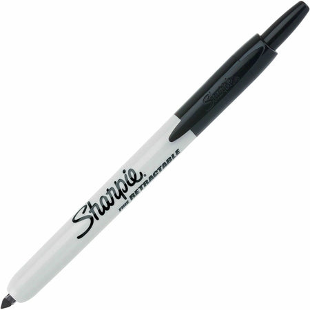 Sharpie Retractable Fine Point Permanent Marker in Black Ink - Pack of 12 - Markers & Dry-Erase