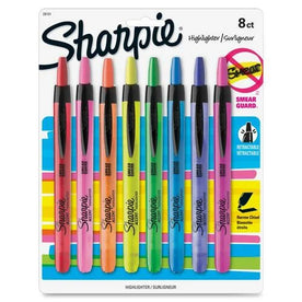 Sharpie Retractable Highlighters - Chisel Marker Point - Assorted Ink - 8/Set