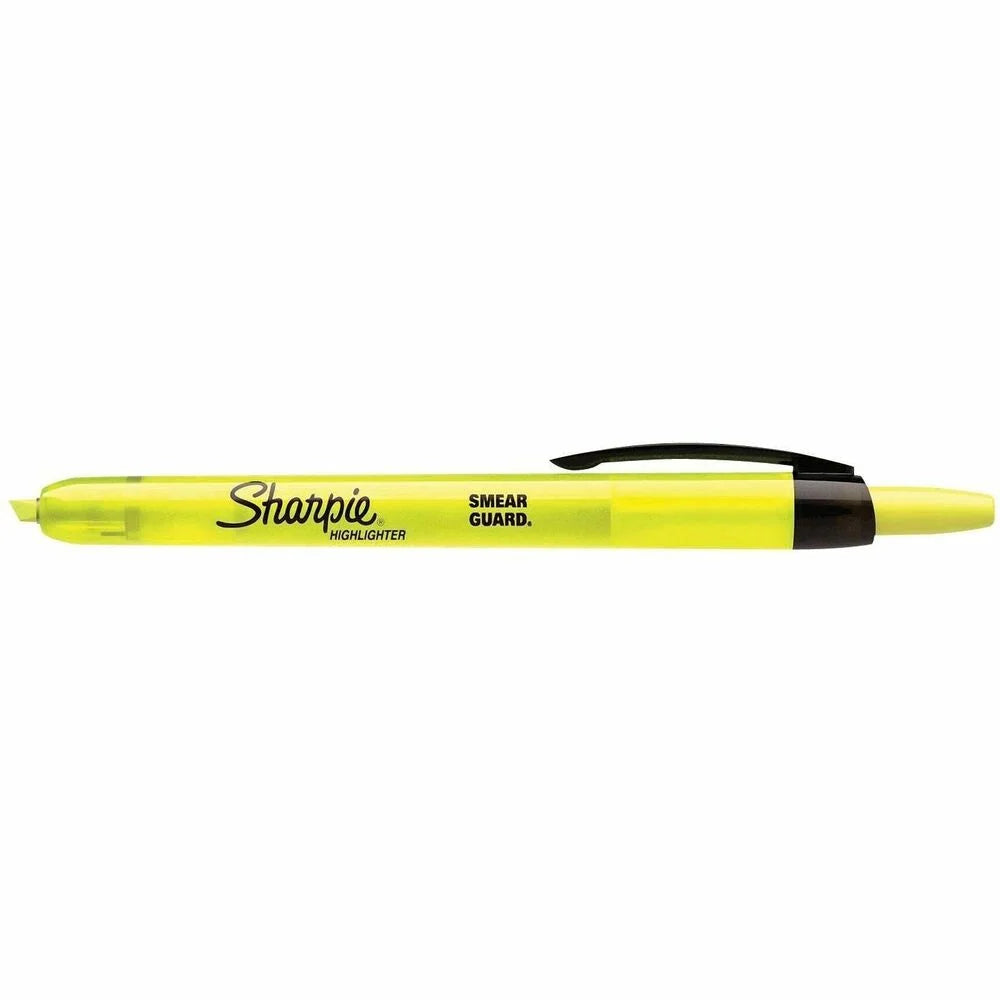 Sharpie Retractable Highlighters - Chisel Marker Point - Fluorescent Yellow Ink
