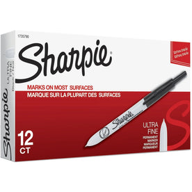 Sharpie Retractable Ultra Fine Point Permanent Marker - Black Ink - 1 Dozen - Markers & Dry-Erase